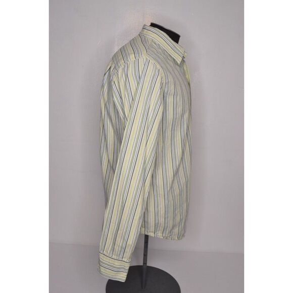 BKE Men's Large Contour Fit Yellow Striped Long Sleeve Button Down Shirt - Picture 4 of 11